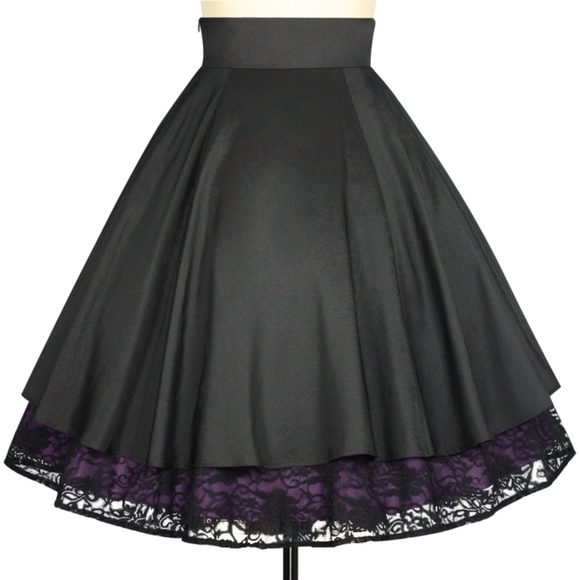 Victorian Gothic Steampunk Satin Lace Skirt - Picture 3 of 5
